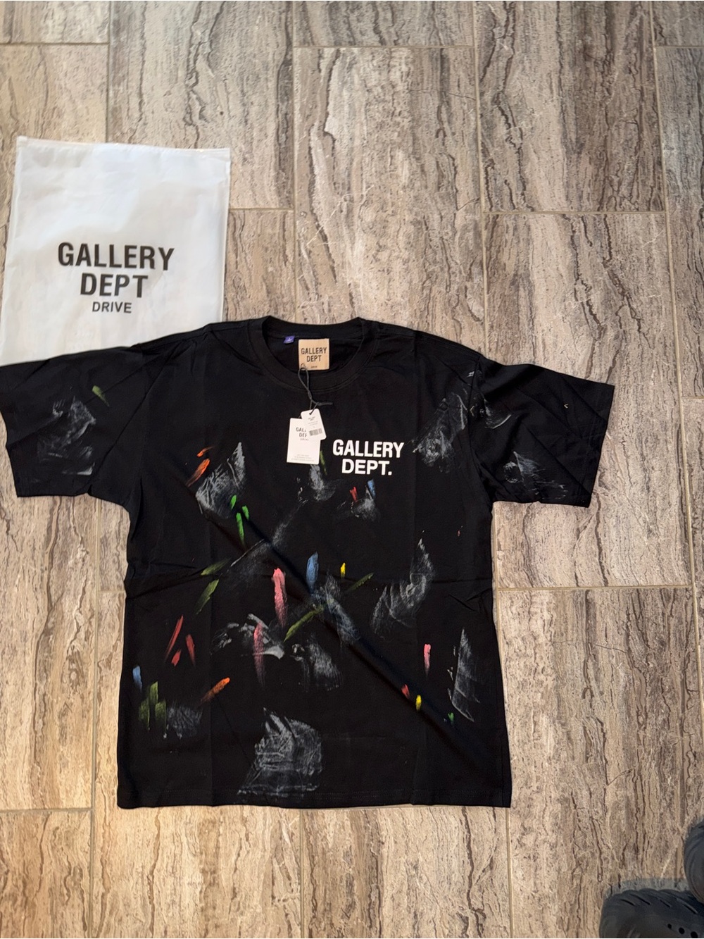 Gallery Dept Kids Black Paint-Splatter Logo Tee